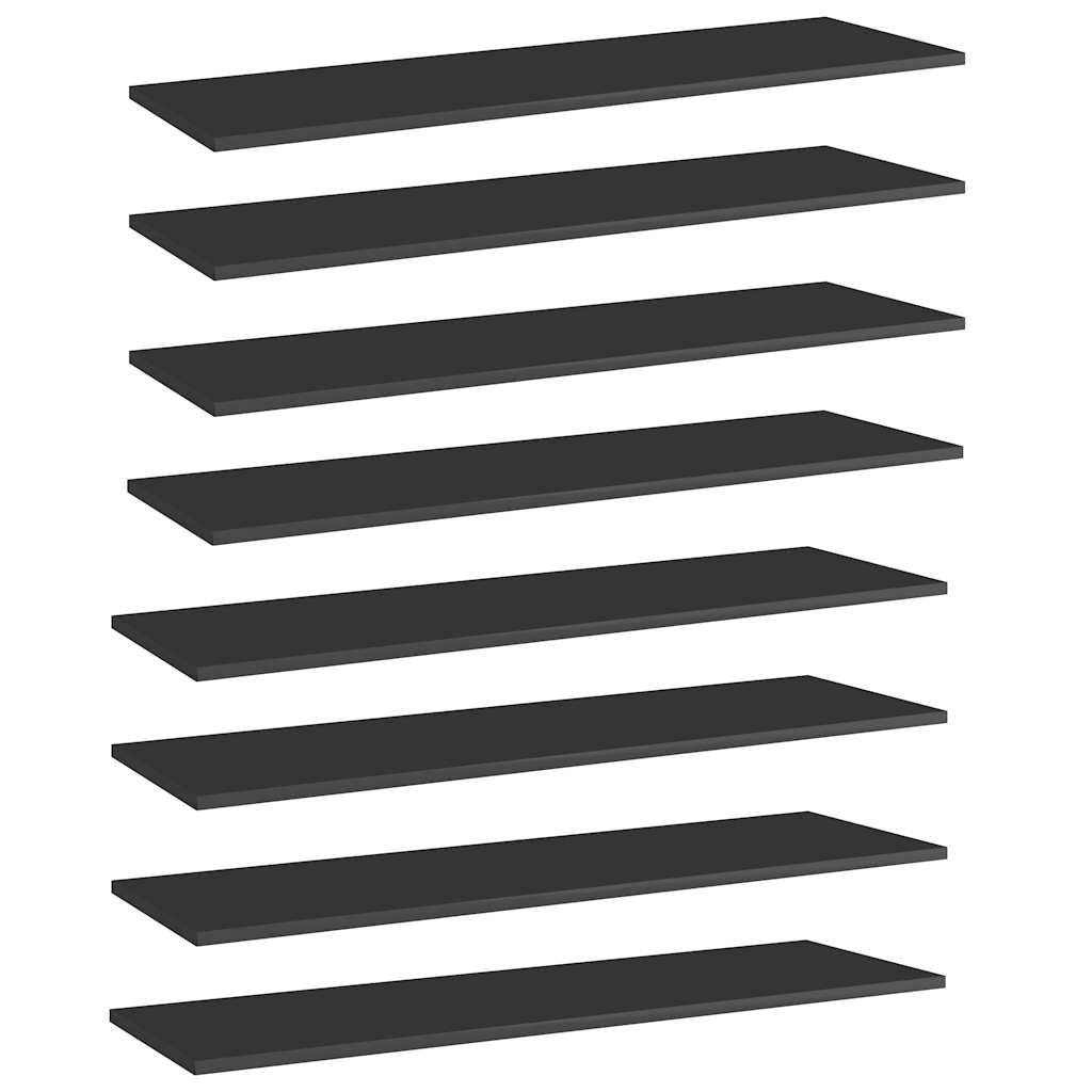 vidaXL Kirjahyllytasot 8 kpl korkeakiilto musta 100x30x1,5cm lastulevy
