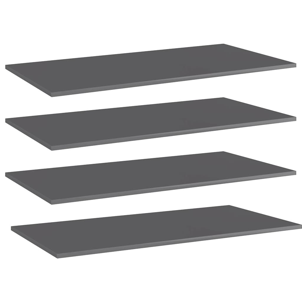 vidaXL Kirjahyllytasot 4kpl korkeakiilto harmaa 100x50x1,5cm lastulevy