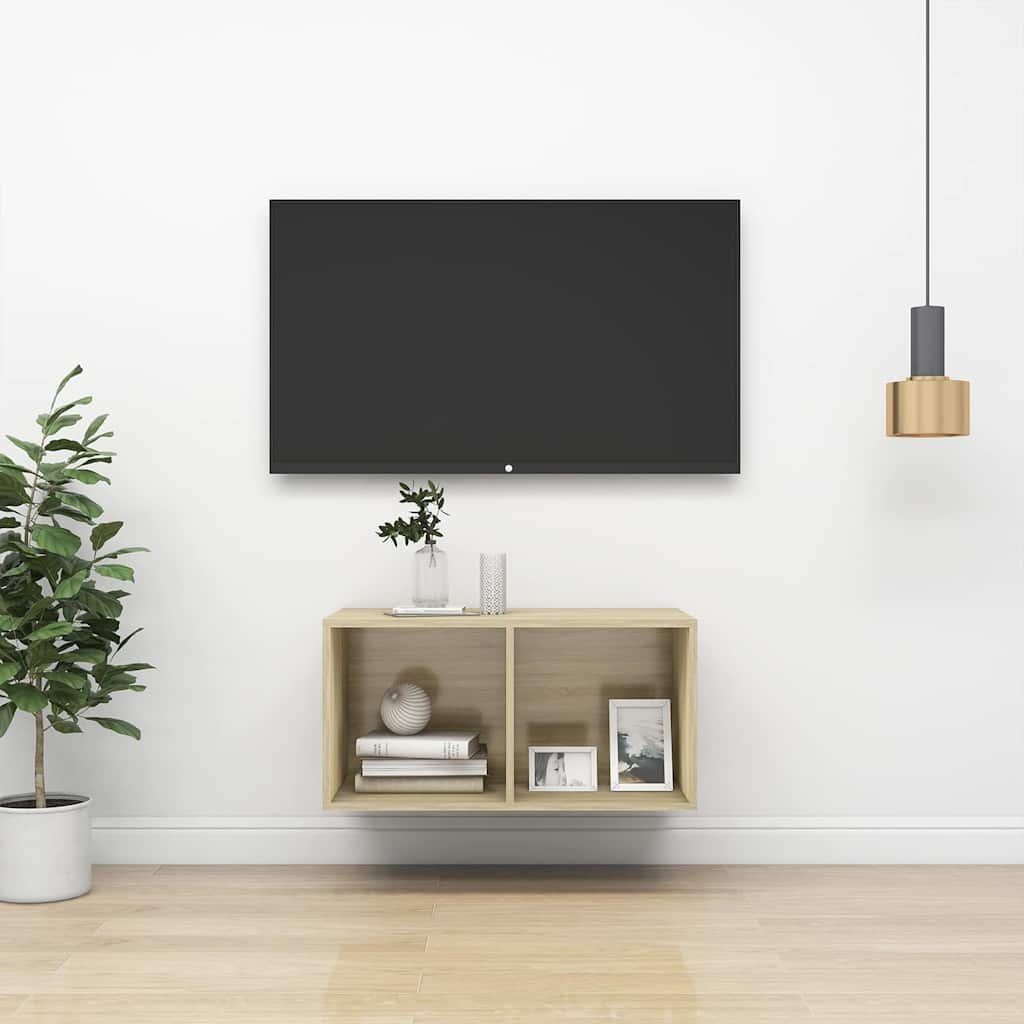 vidaXL Seinäkiinnitettävä TV-taso Sonoma 37x37x72 cm tekninen puu