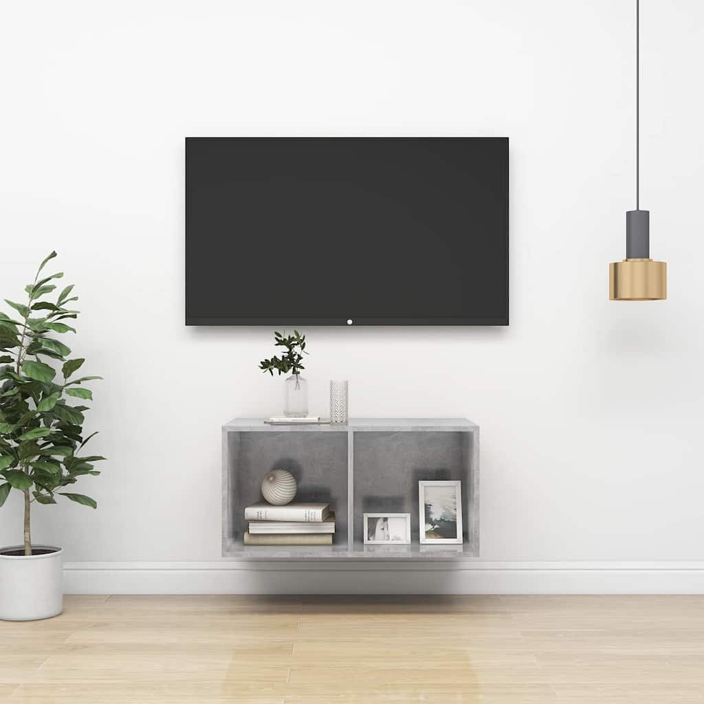 vidaXL Seinäkiinnitettävä TV-taso betoninharm 37x37x72 cm tekninen puu