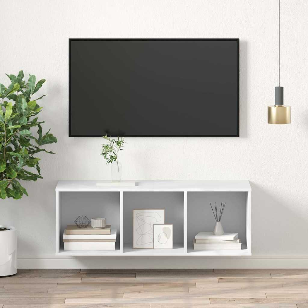 vidaXL Seinäkiinnitettävä TV-taso valkoinen 37x37x107 cm tekninen puu