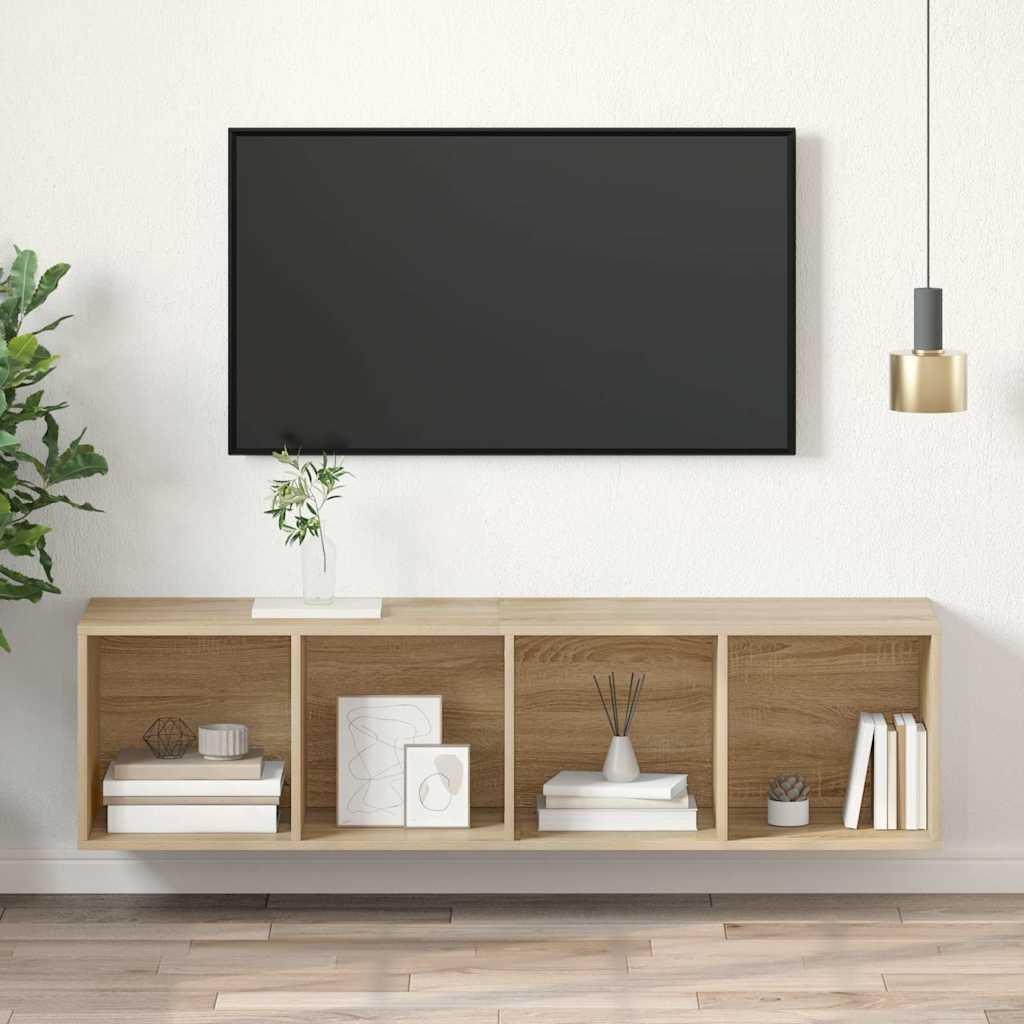 vidaXL Seinäkiinnitettävä TV-taso Sonoma 37x37x142,5 cm tekninen puu