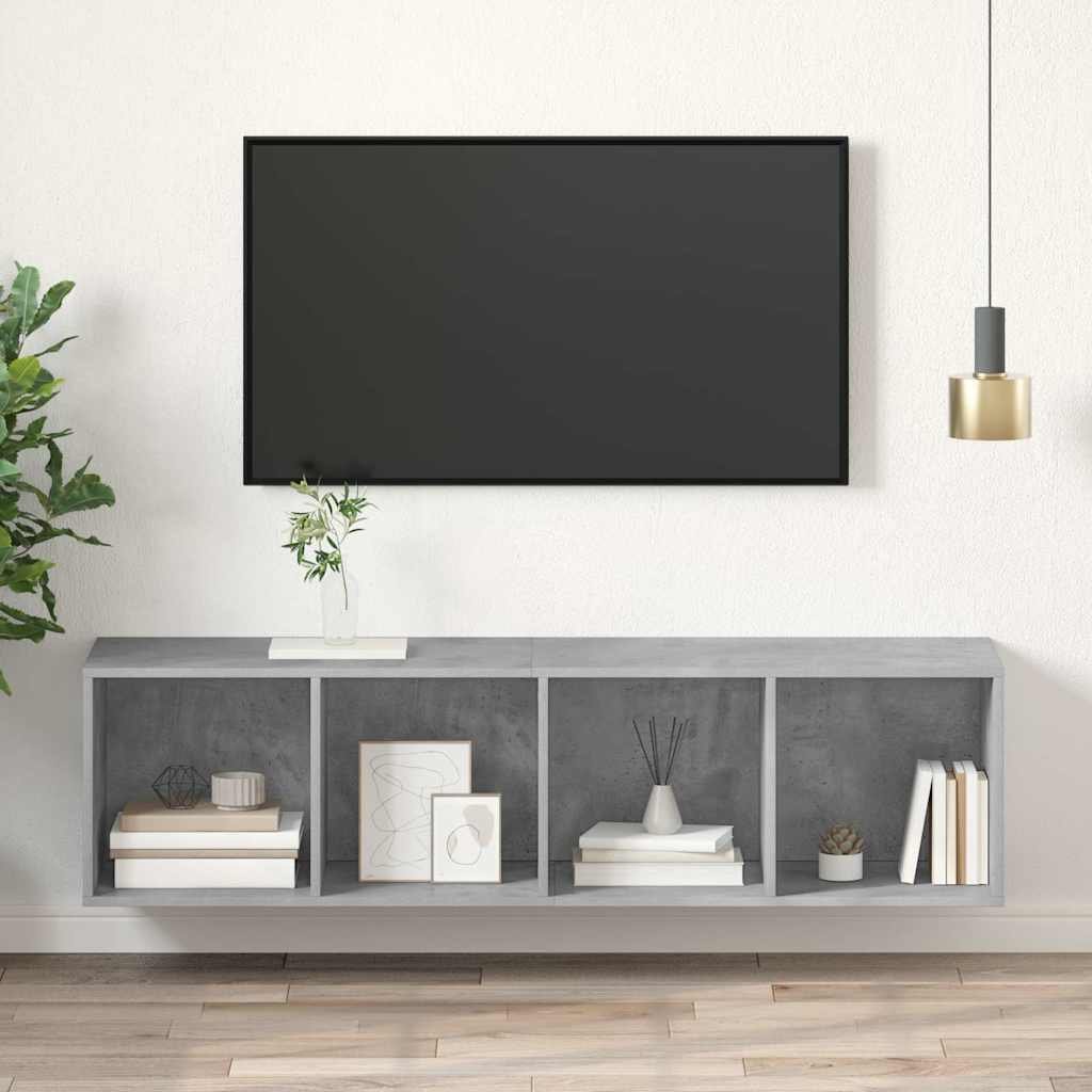 vidaXL Seinäkiinnitettävä TV-taso harmaa 37x37x142,5 cm tekninen puu