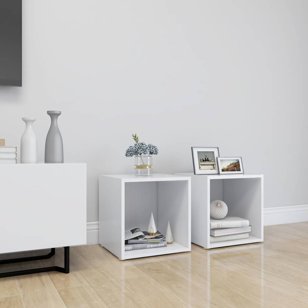 vidaXL TV-tasot 2 kpl valkoinen 37x35x37 cm tekninen puu