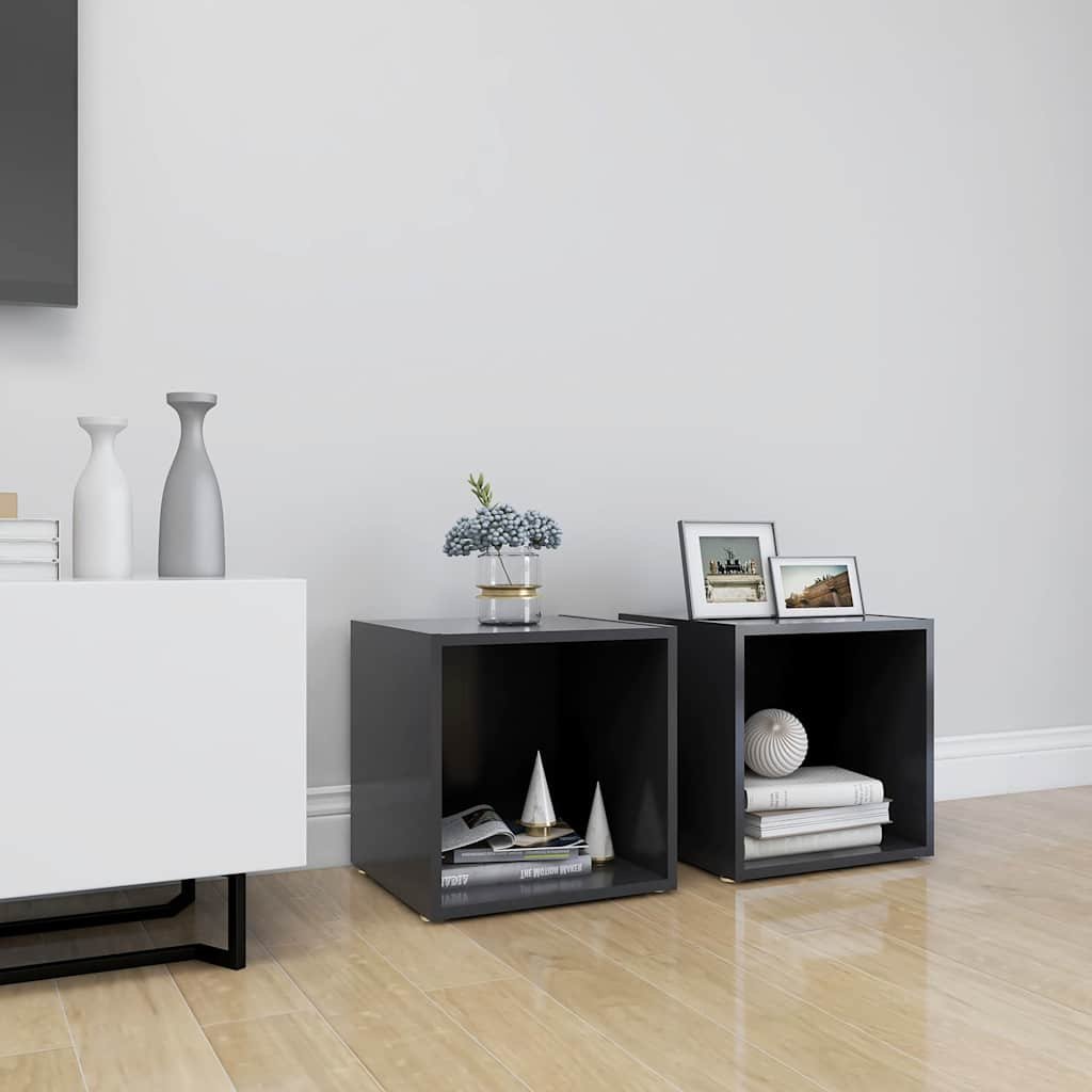 vidaXL TV-tasot 2 kpl harmaa 37x35x37 cm tekninen puu