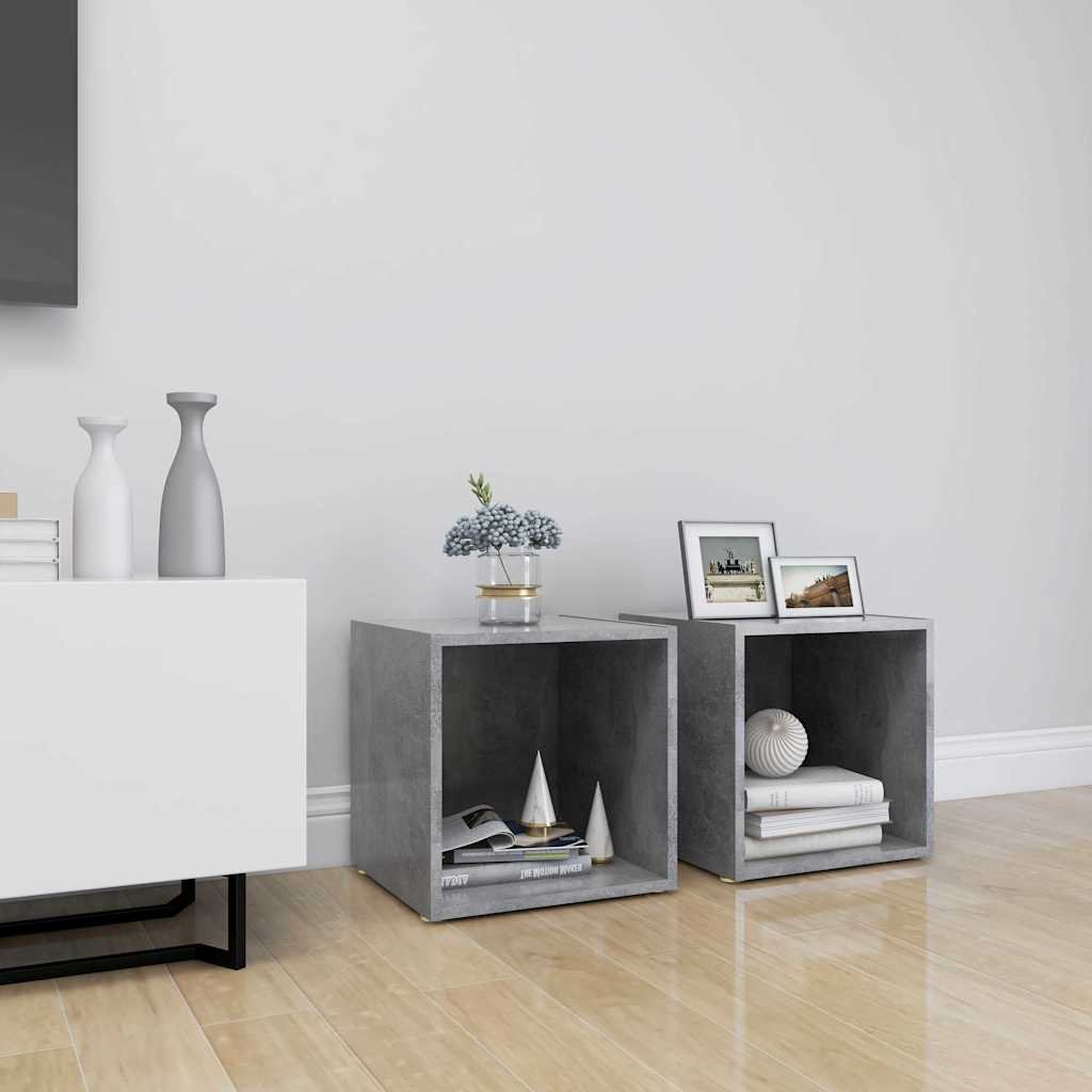 vidaXL TV-tasot 2 kpl betoninharmaa 37x35x37 cm tekninen puu