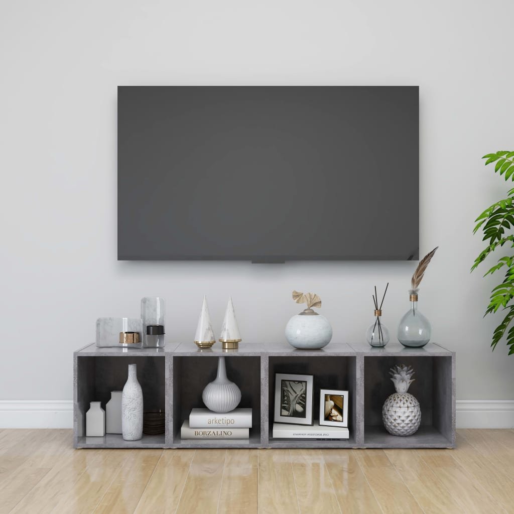 vidaXL TV-tasot 4 kpl betoninharmaa 37x35x37 cm tekninen puu