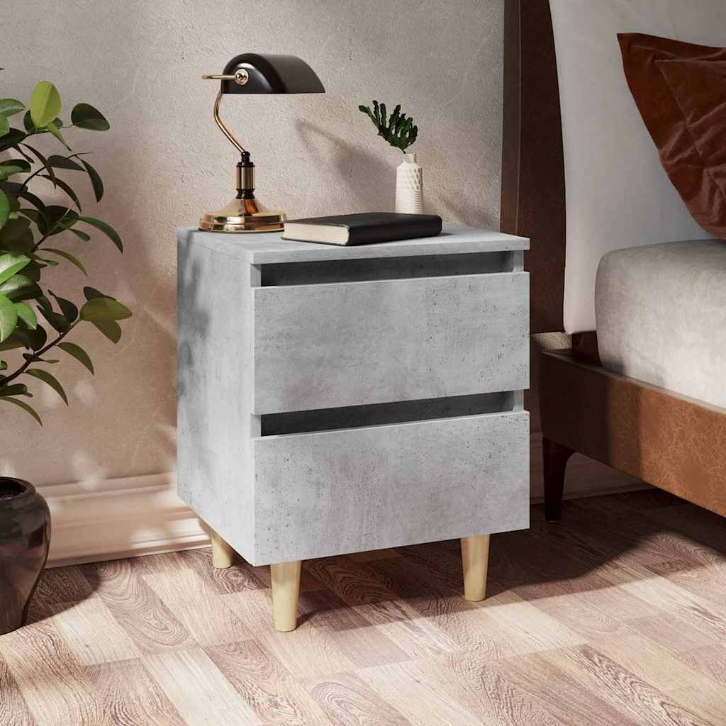 vidaXL Yöpöytä täysmäntyiset jalat betoninharmaa 40x35x50cm