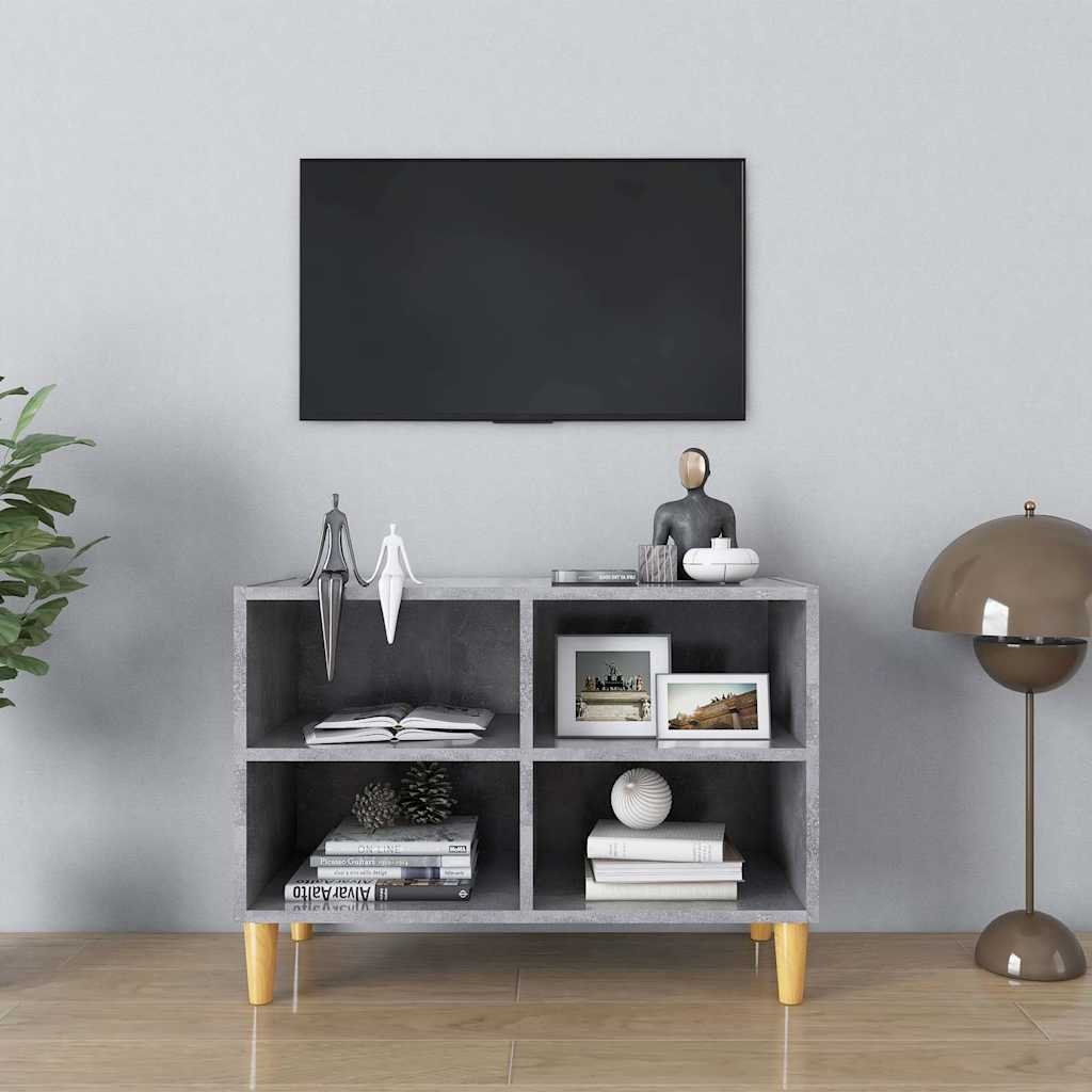vidaXL TV-taso täyspuiset jalat betoninharmaa 69,5x30x50 cm