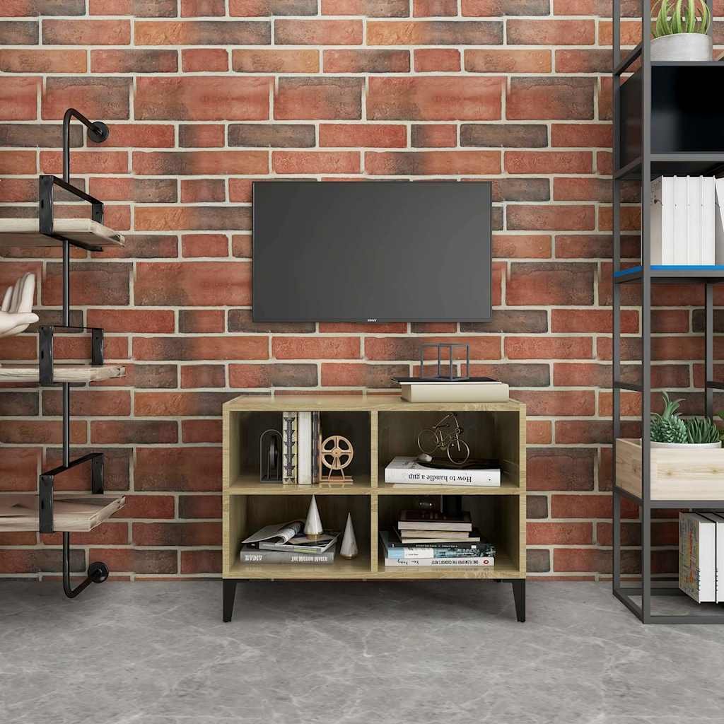 vidaXL TV-taso metallijaloilla Sonoma-tammi 69,5x30x50 cm