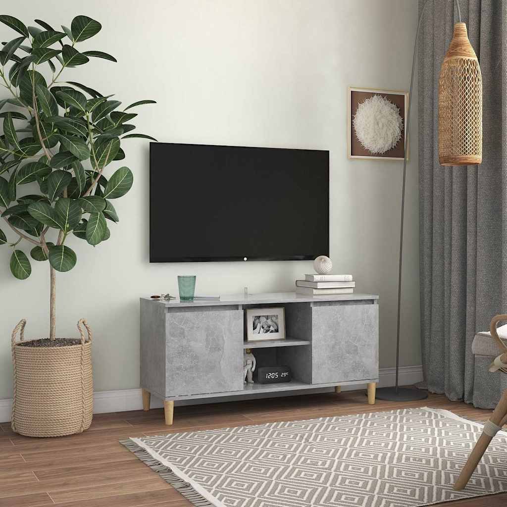 vidaXL TV-taso täyspuiset jalat betoninharmaa 103,5x30x50 cm