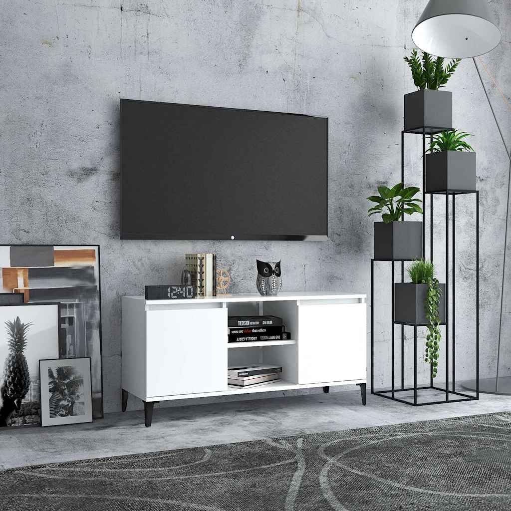 vidaXL TV-taso metallijaloilla valkoinen 103,5x35x50 cm