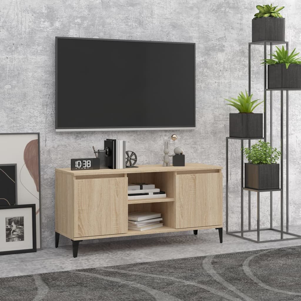 vidaXL TV-taso metallijaloilla Sonoma-tammi 103,5x35x50 cm