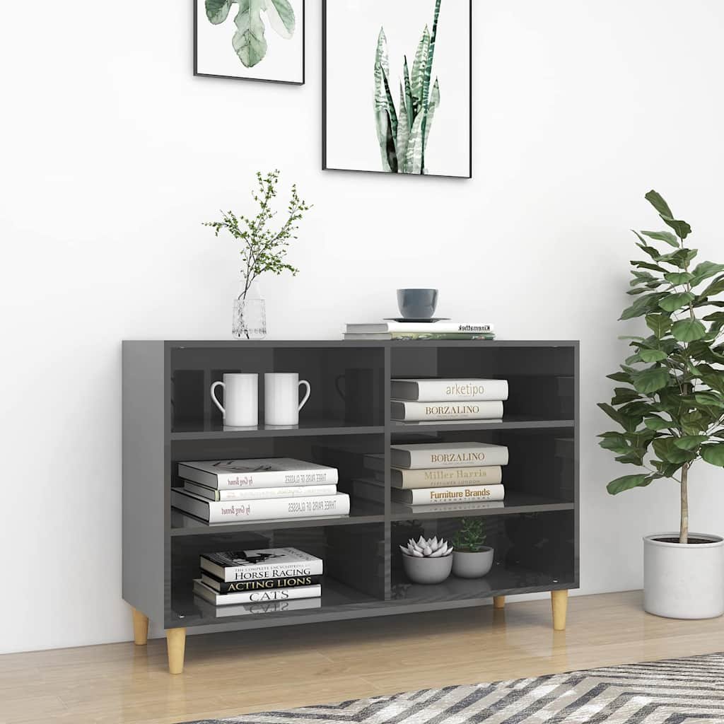 vidaXL Senkki korkeakiilto harmaa 103,5x35x70 cm tekninen puu
