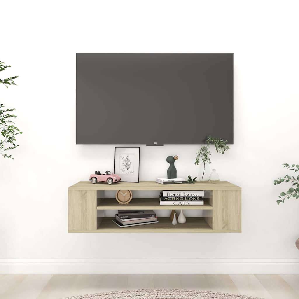 vidaXL Seinäkiinnitettävä TV-taso Sonoma 100x30x26,5 cm tekninen puu