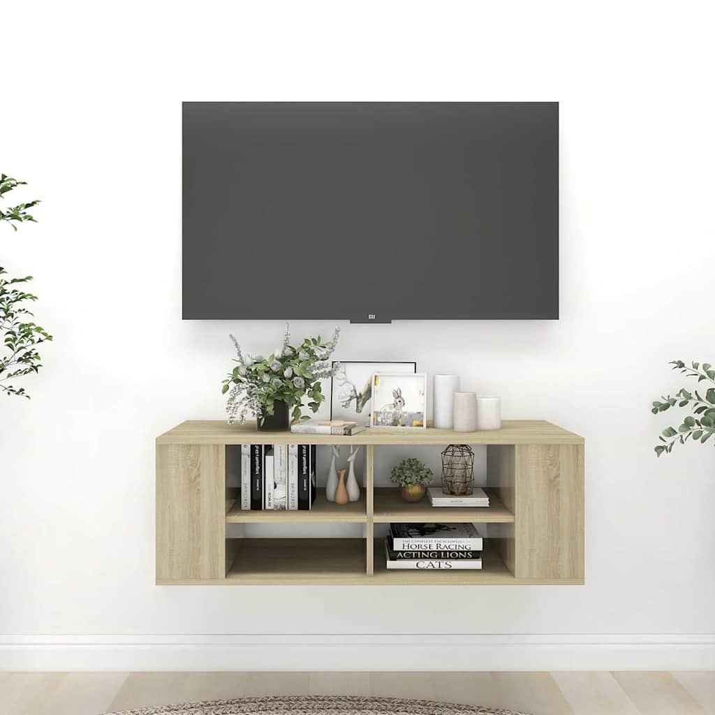 vidaXL Seinäkiinnitettävä TV-taso Sonoma 102x35x35 cm tekninen puu