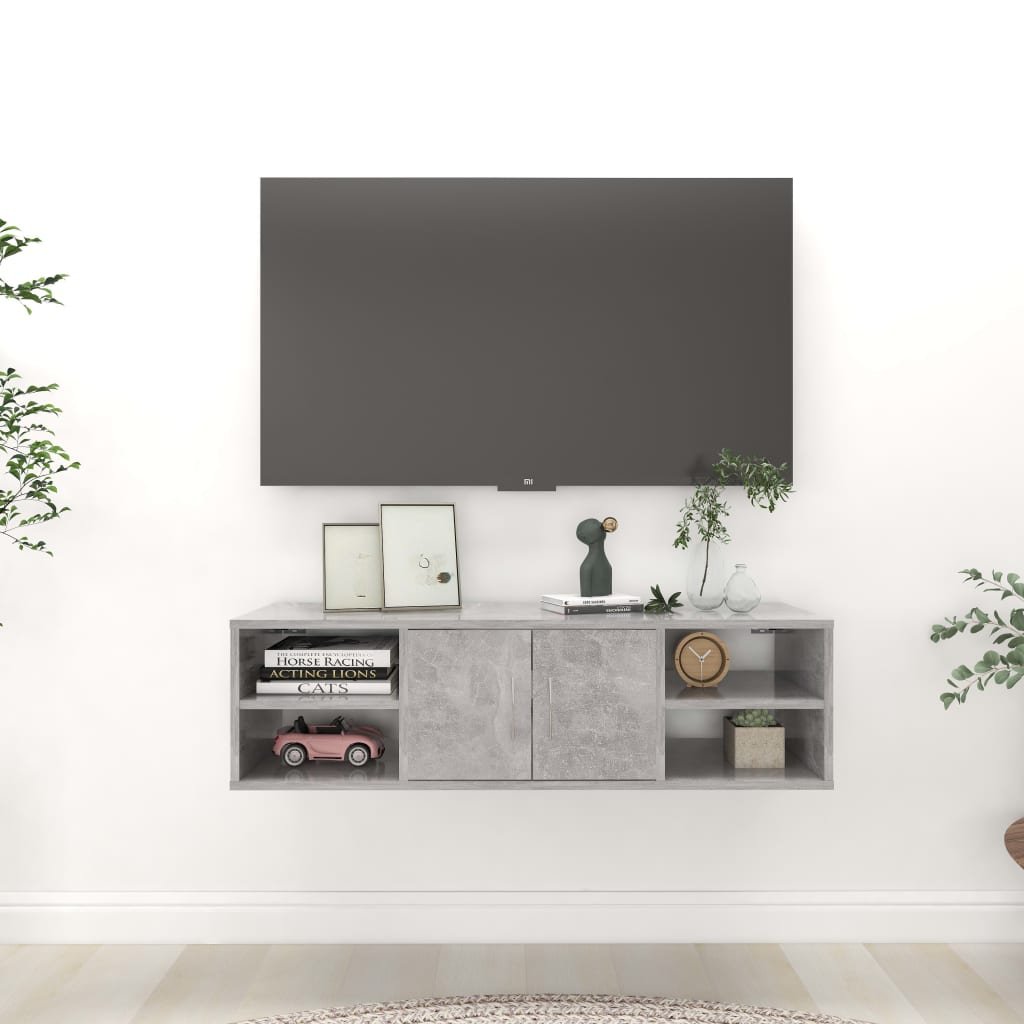 vidaXL Seinähylly betoninharmaa 102x30x29 cm tekninen puu