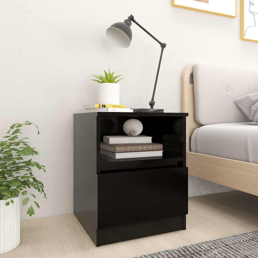 vidaXL Yöpöydät 2 kpl musta 40x40x50 cm tekninen puu