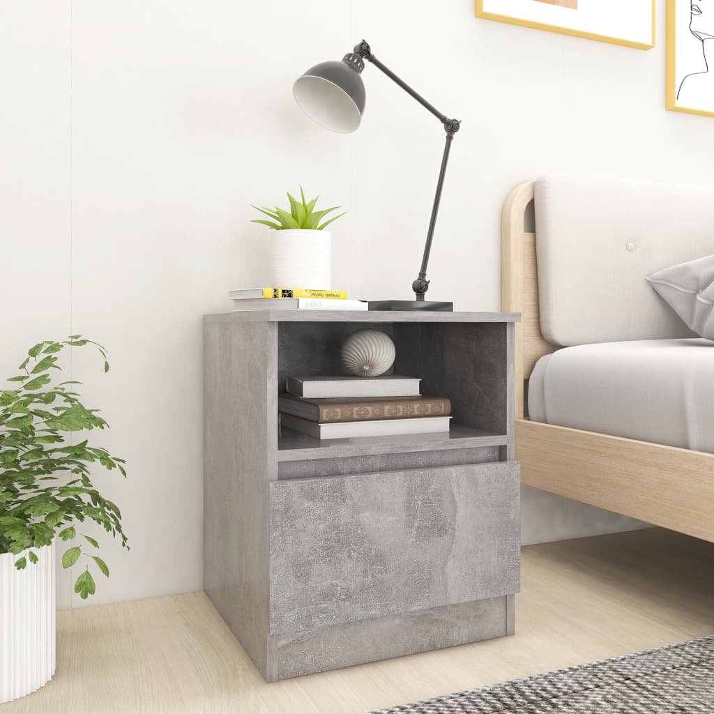 vidaXL Yöpöydät 2 kpl betoninharmaa 40x40x50 cm tekninen puu