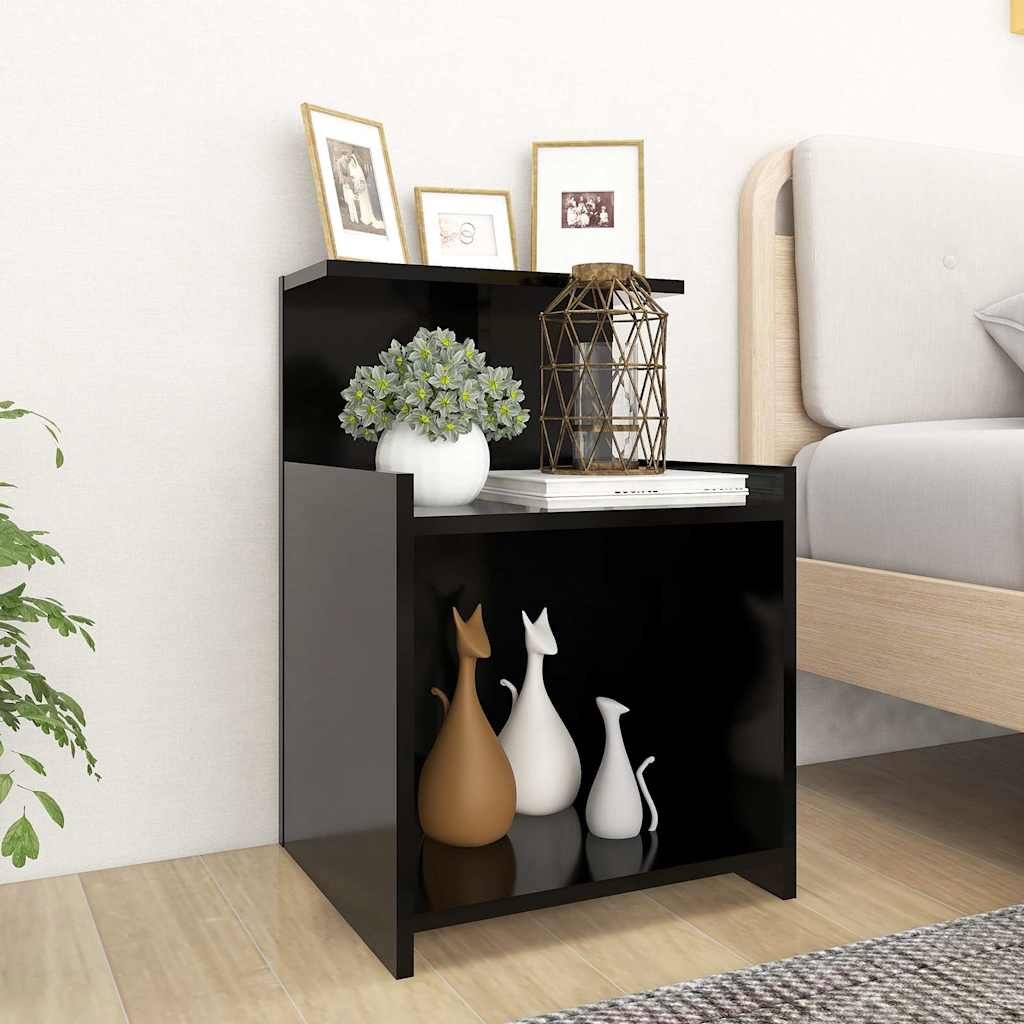 vidaXL Yöpöydät 2 kpl musta 40x35x60 cm tekninen puu