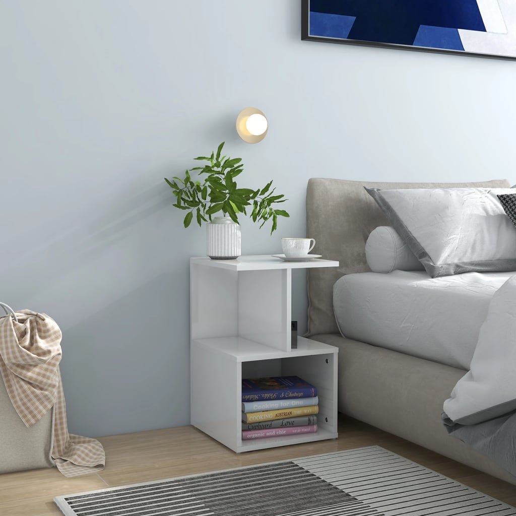 vidaXL Yöpöydät 2 kpl valkoinen 35x35x55 cm teknisestä puusta
