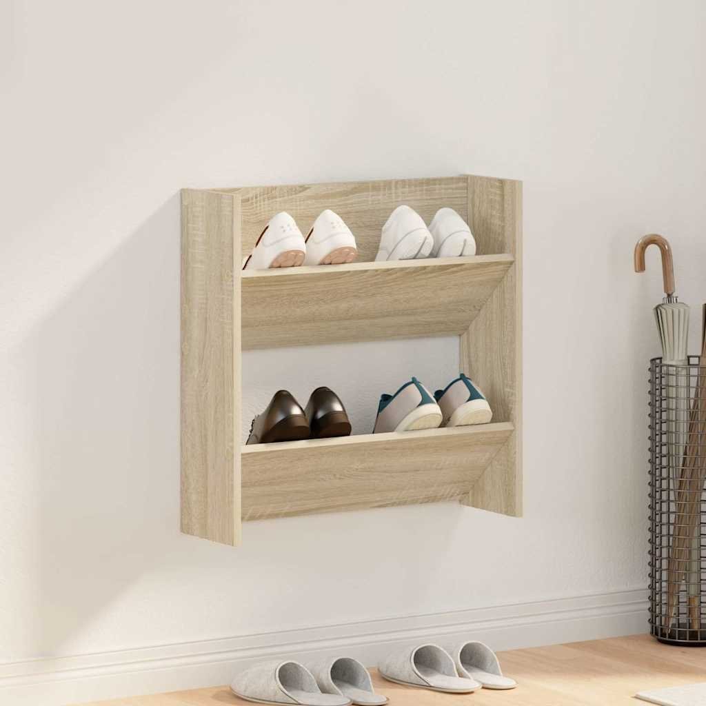 vidaXL Seinäkenkäkaappi Sonoma-tammi 60x18x60 cm lastulevy