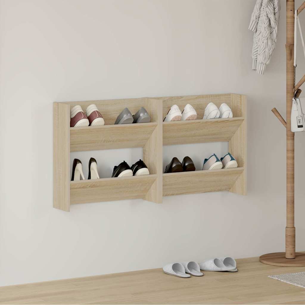 vidaXL Seinäkenkäkaapit 2 kpl Sonoma-tammi 60x18x60 cm lastulevy