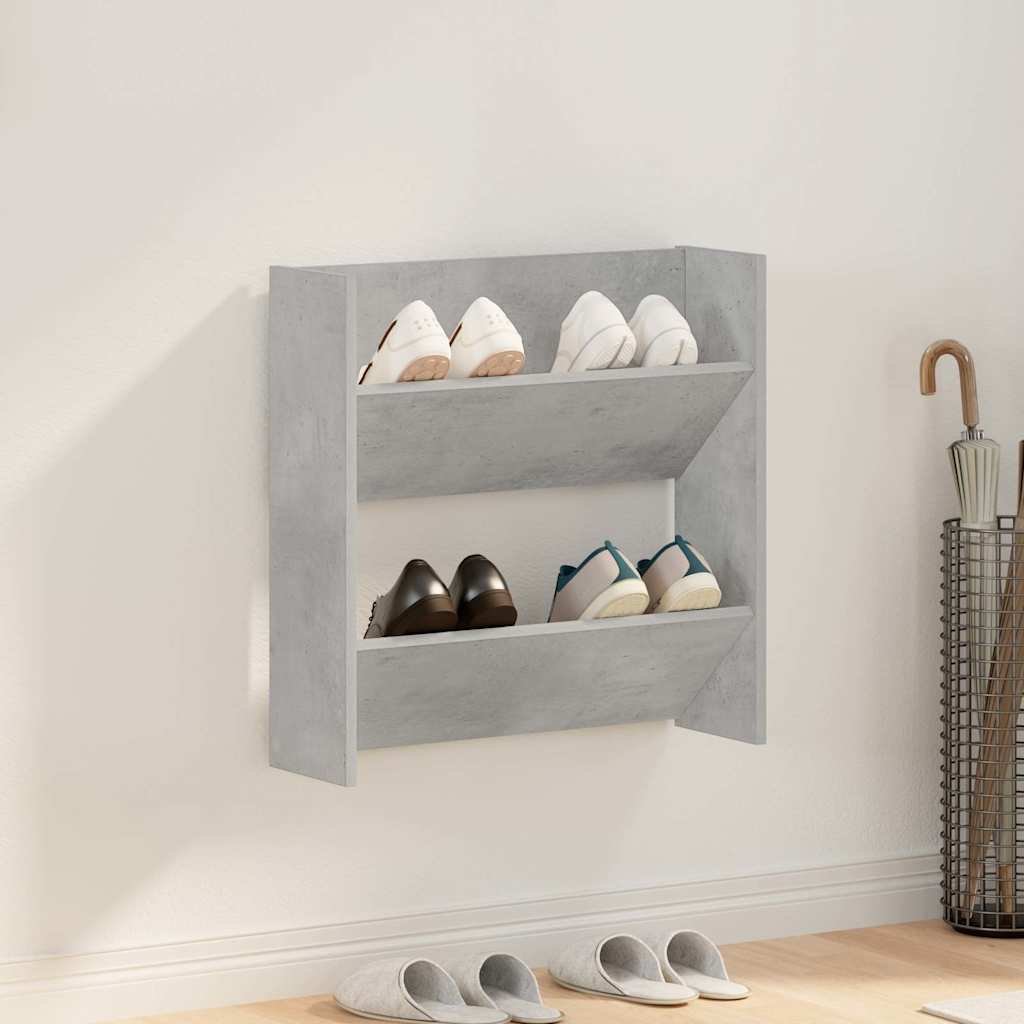 vidaXL Seinäkenkäkaappi betoninharmaa 60x18x60 cm lastulevy