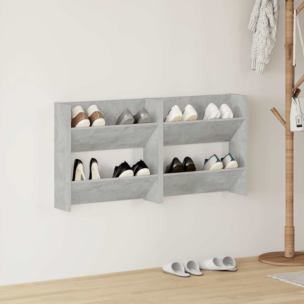 vidaXL Seinäkenkäkaapit 2 kpl betoninharmaa 60x18x60 cm lastulevy