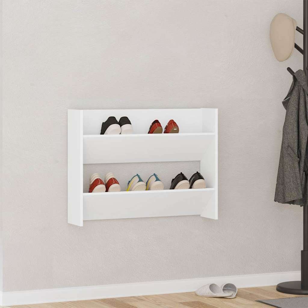 vidaXL Seinäkenkäkaappi valkoinen 80x18x60 cm teknisestä puusta