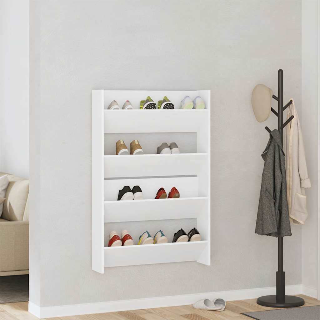 vidaXL Seinäkenkäkaapit 2 kpl valkoinen 80x18x60 cm lastulevy