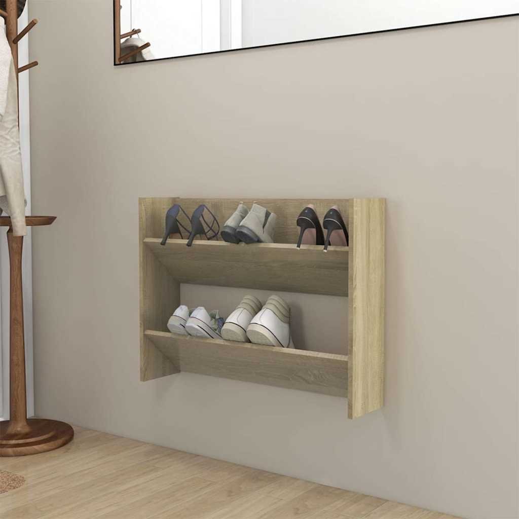 vidaXL Seinäkenkäkaappi Sonoma-tammi 80x18x60 cm teknisestä puusta
