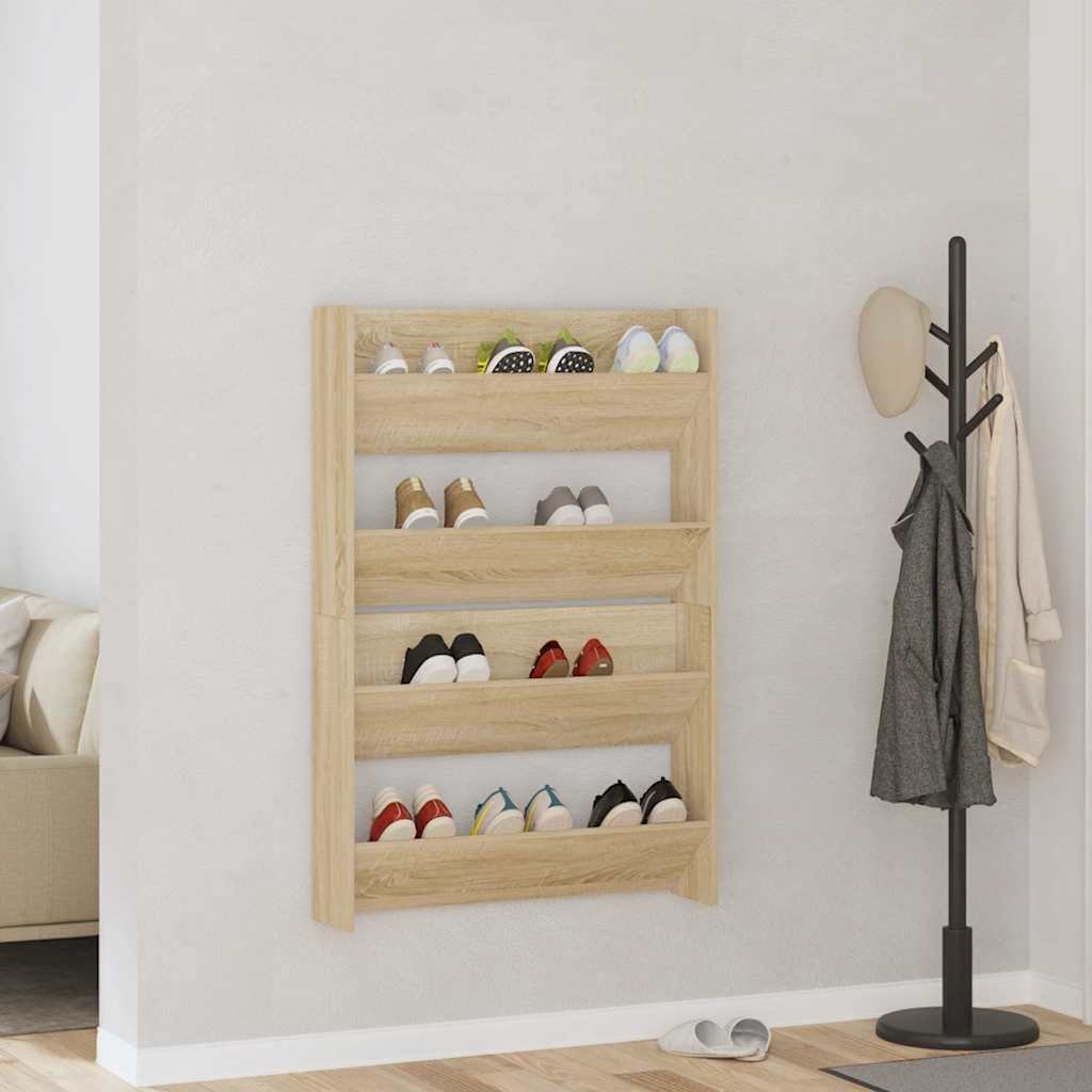 vidaXL Seinäkenkäkaapit 2 kpl Sonoma-tammi 80x18x60 cm lastulevy