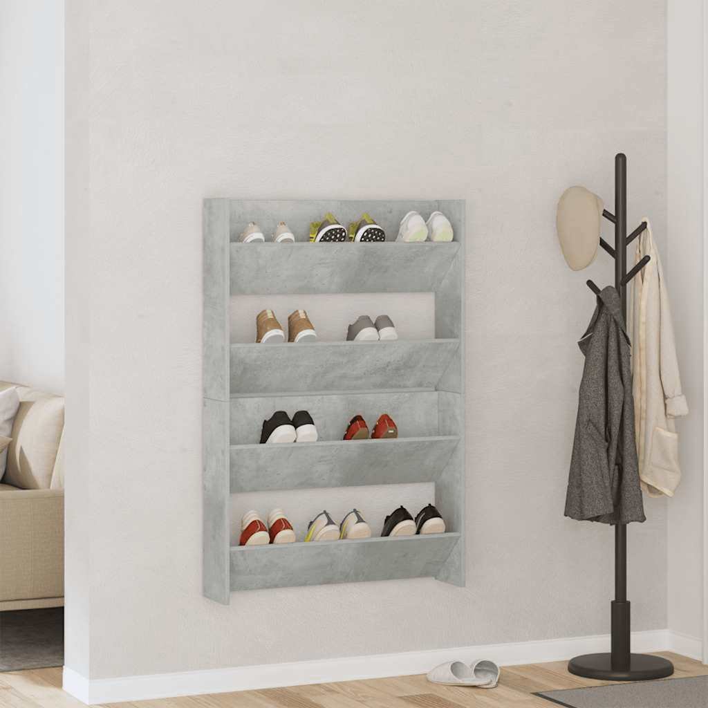 vidaXL Seinäkenkäkaapit 2 kpl betoninharmaa 80x18x60 cm lastulevy