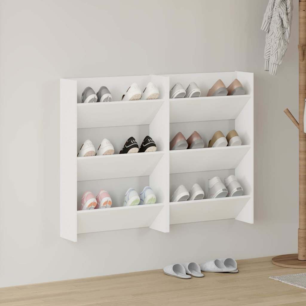 vidaXL Seinäkenkäkaapit 2 kpl valkoinen 60x18x90 cm lastulevy