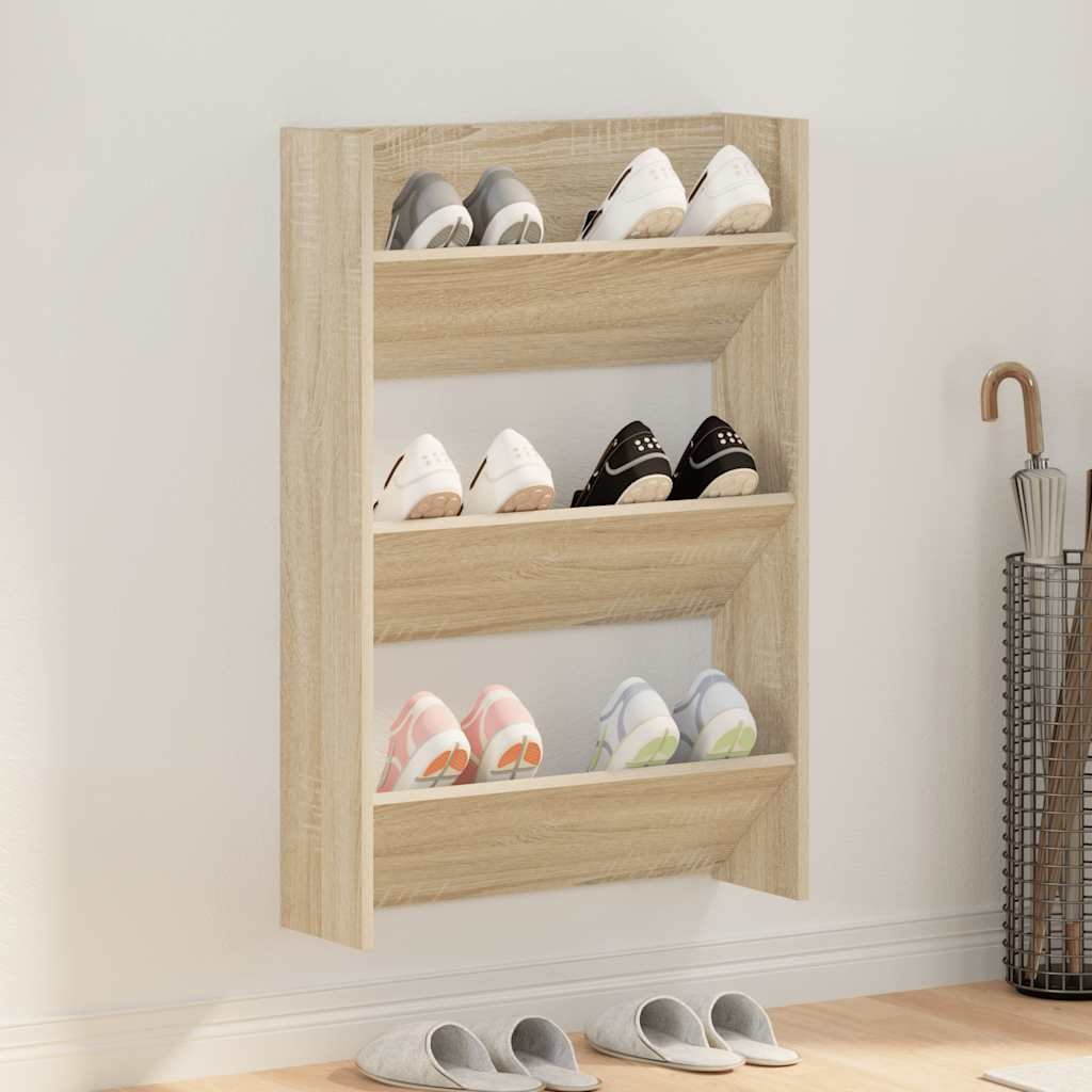 vidaXL Seinäkenkäkaappi Sonoma-tammi 60x18x90 cm lastulevy