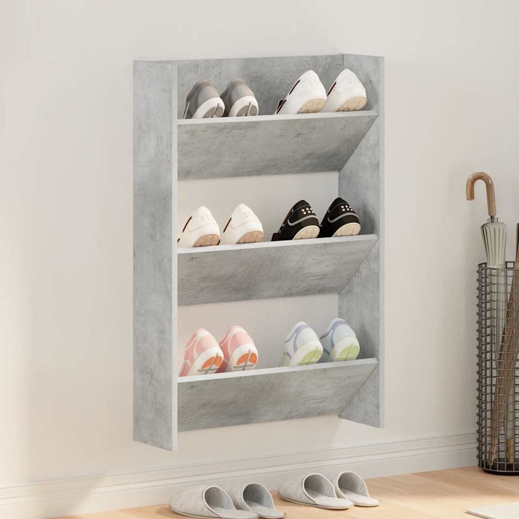 vidaXL Seinäkenkäkaappi betoninharmaa 60x18x90 cm lastulevy