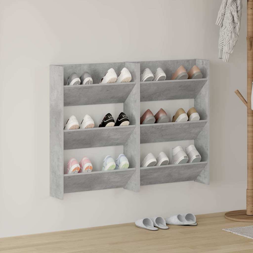 vidaXL Seinäkenkäkaapit 2 kpl betoninharmaa 60x18x90 cm lastulevy