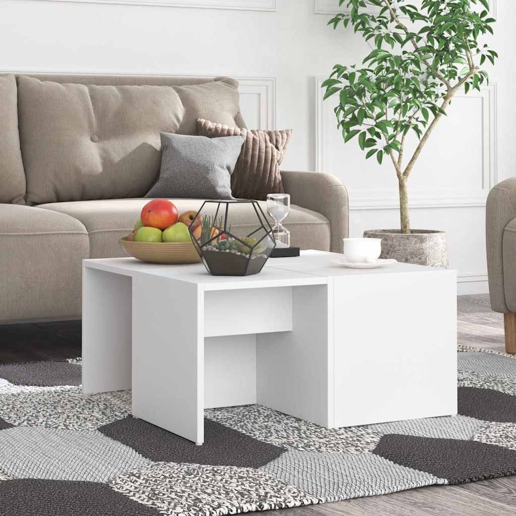 vidaXL Sohvapöydät 4 kpl valkoinen 33x33x33 cm tekninen puu