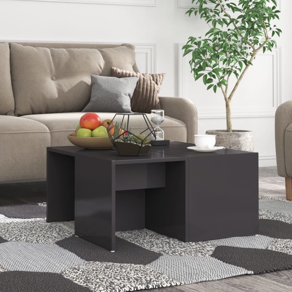 vidaXL Sohvapöydät 4 kpl korkeakiilto harmaa 33x33x33 cm tekninen puu