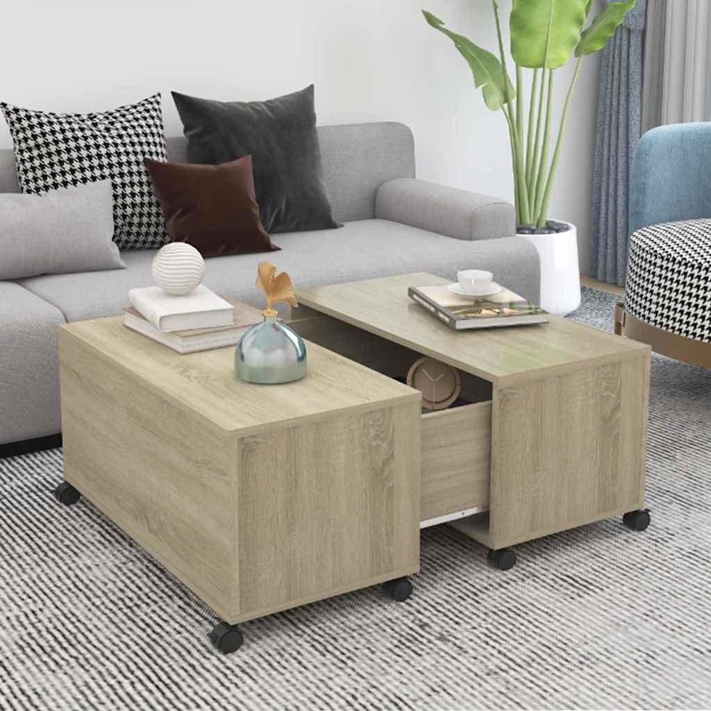 vidaXL Sohvapöytä Sonoma-tammi 75x75x38 cm lastulevy
