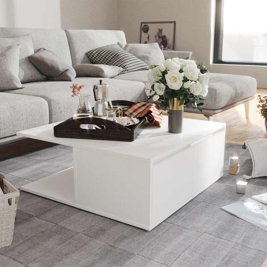 vidaXL Sohvapöytä valkoinen 80x80x31 cm tekninen puu