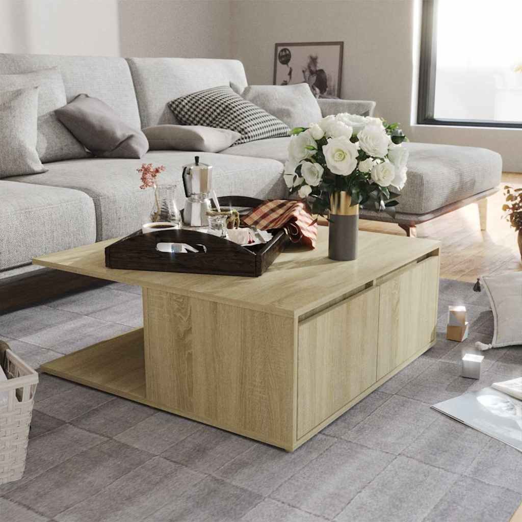 vidaXL Sohvapöytä Sonoma-tammi 80x80x31 cm tekninen puu