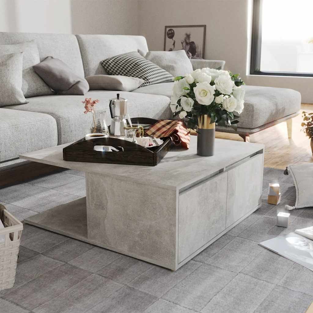 vidaXL Sohvapöytä betoninharmaa 80x80x31 cm lastulevy
