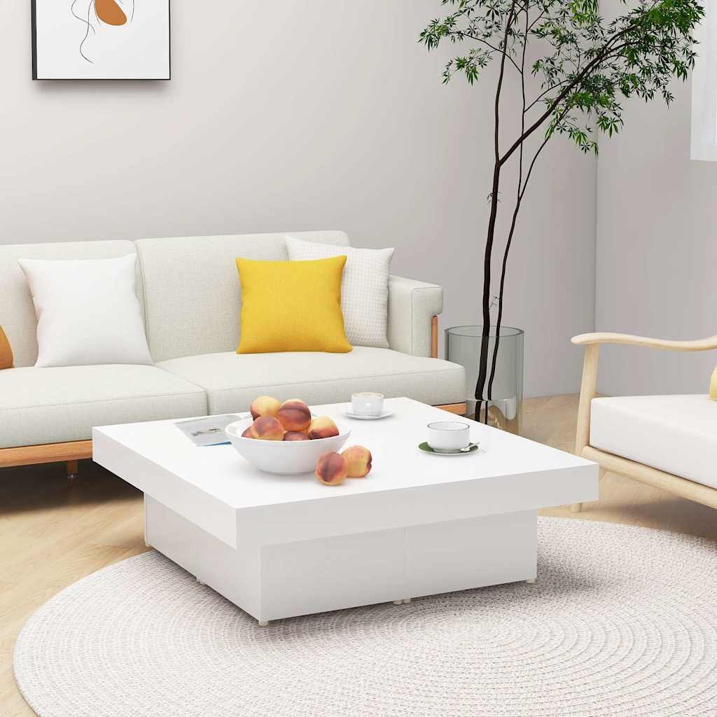 vidaXL Sohvapöytä valkoinen 90x90x28 cm tekninen puu