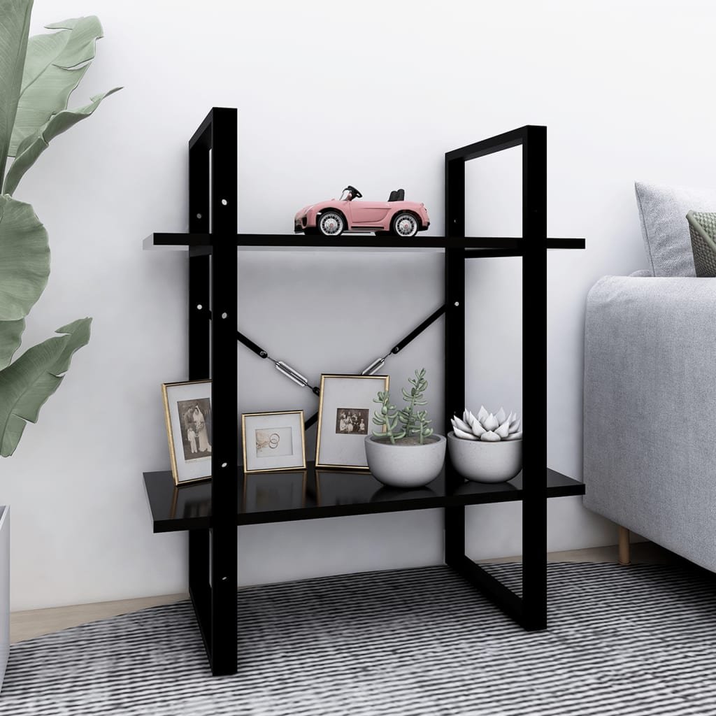 vidaXL 2-tasoinen kirjahylly musta 60x30x70 cm tekninen puu