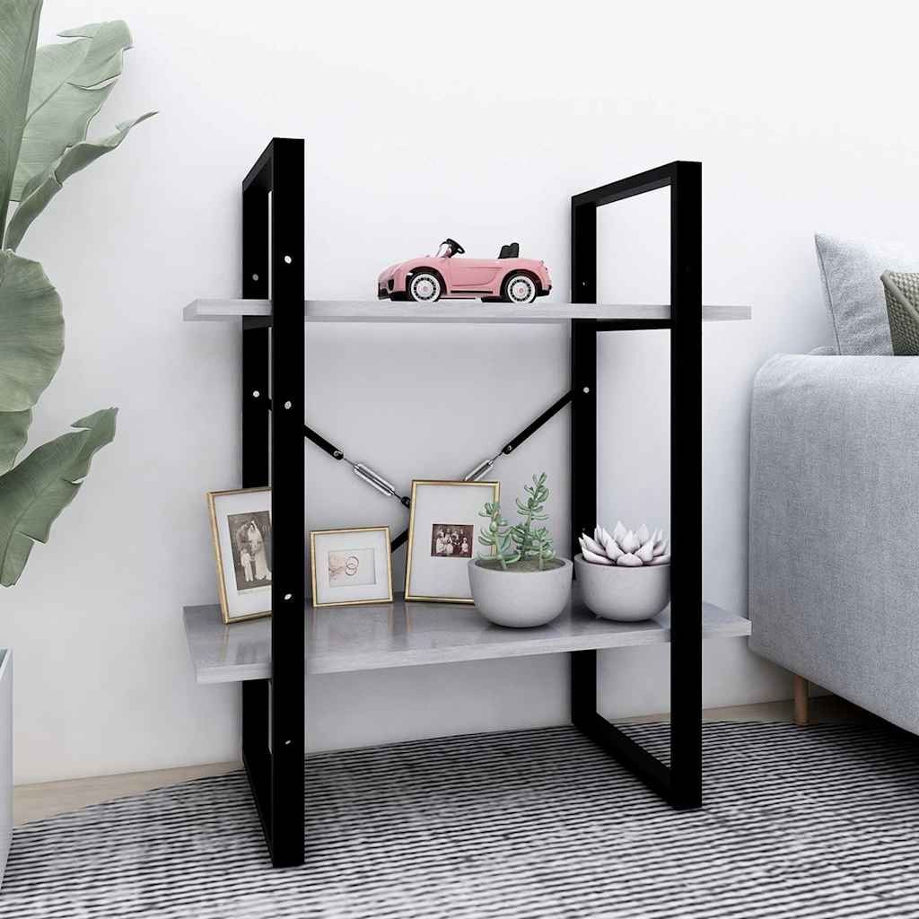 vidaXL 2-tasoinen kirjahylly betoninharmaa 60x30x70 cm tekninen puu