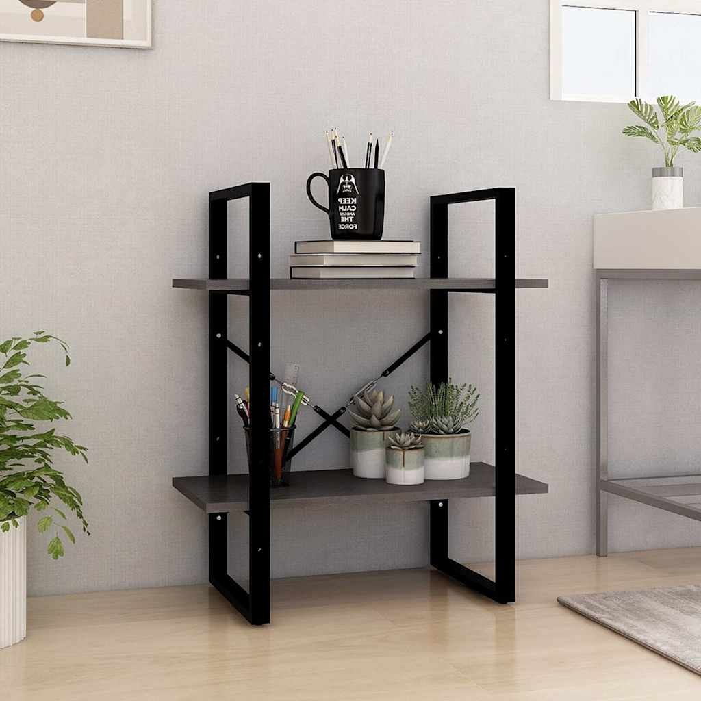 vidaXL 2-tasoinen kirjahylly harmaa 60x30x70 cm täysi mänty
