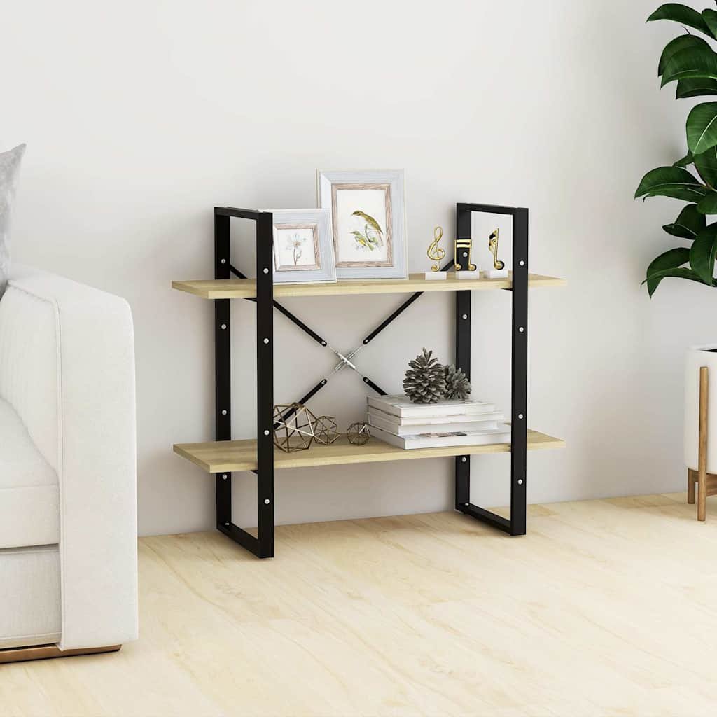 vidaXL 2-tasoinen kirjahylly Sonoma-tammi 80x30x70 cm tekninen puu
