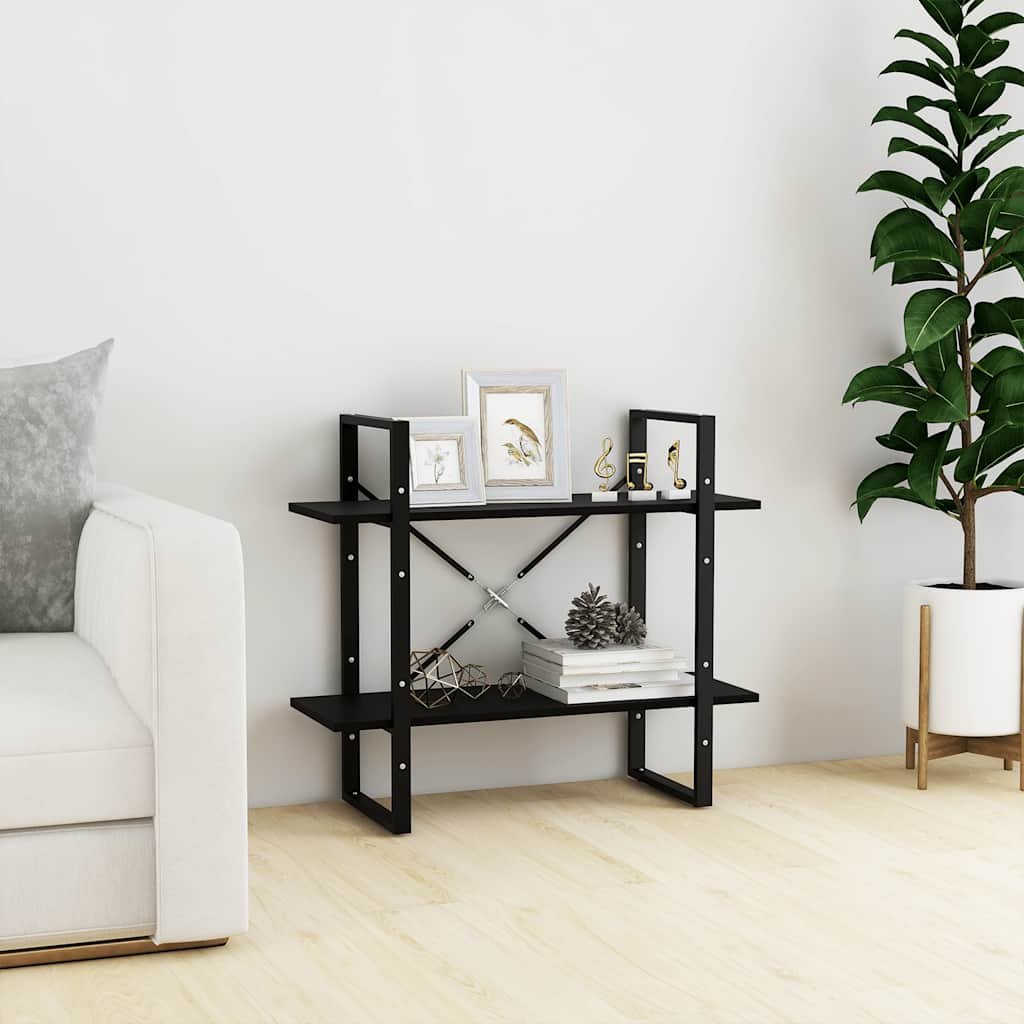 vidaXL 2-tasoinen kirjahylly musta 80x30x70 cm täysi mänty